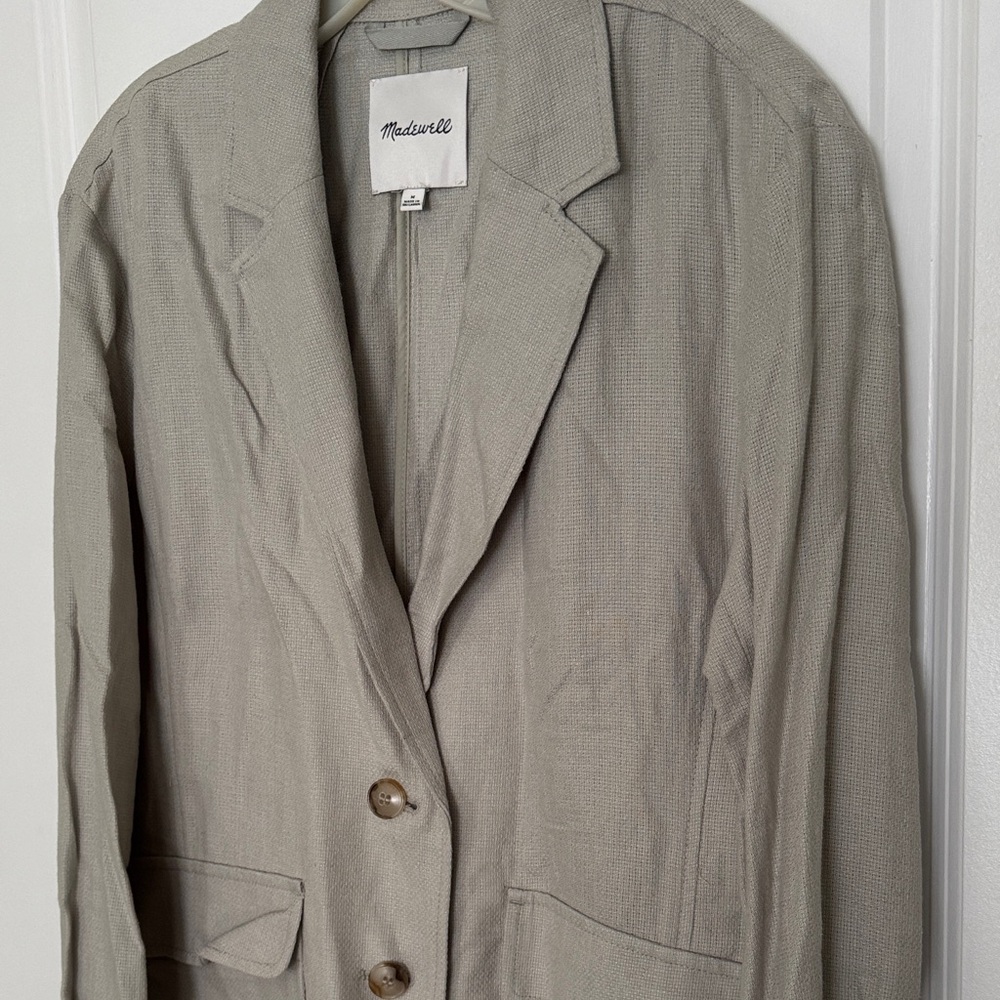 Madewell Taupe Lightweight Linen-Blend Blazer